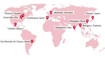 World map with production sites World map with production sites