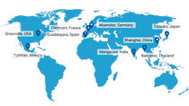 World map with production sites