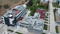 Aerial view of the Technology Comptence Center in Marchamalo (Guadalajara), Spain.