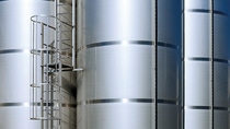 Stainless steel tanks in a modern winery, Alentejo, Portugal