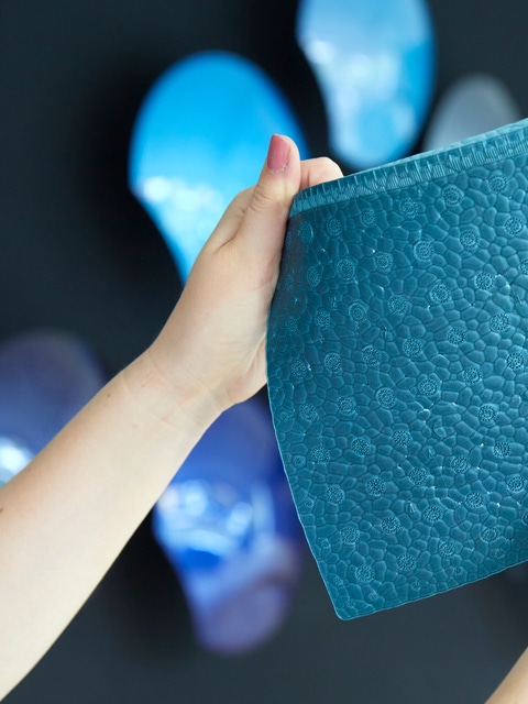Hands holding a blue plate with NovaCoat P