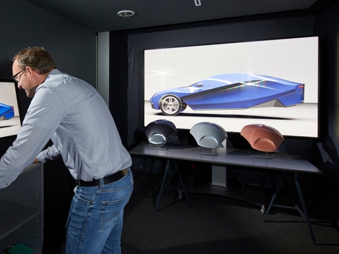 Car model with virtual car colors on a screen Car model with virtual car colors on a screen