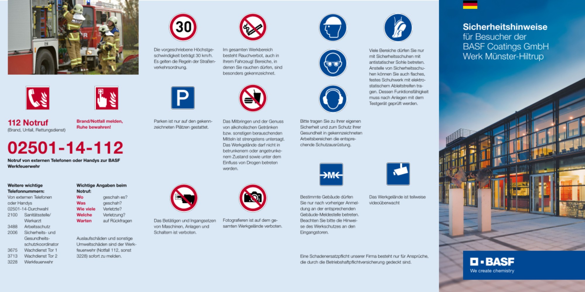 Sicherheitshinweise für Besucher am Standort Münster