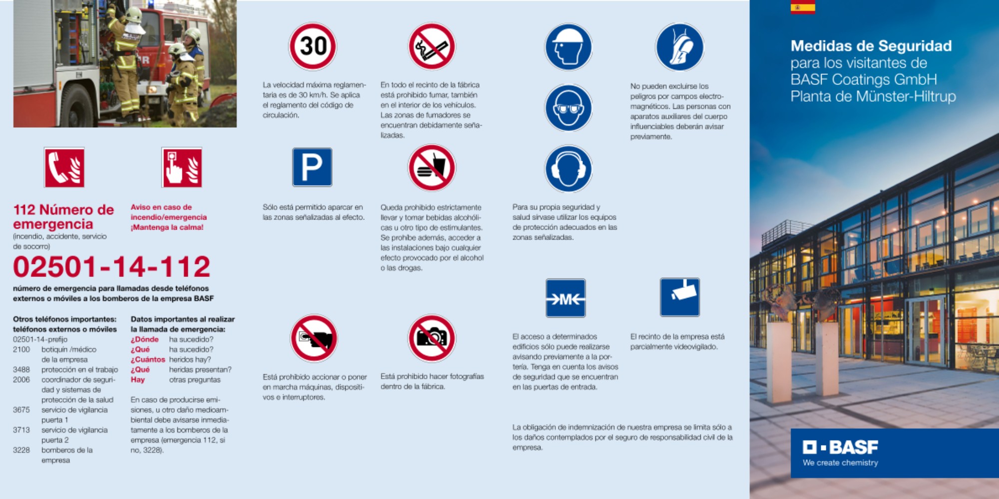 Sicherheitshinweise für Besucher am Standort Münster in spanischer Sprache