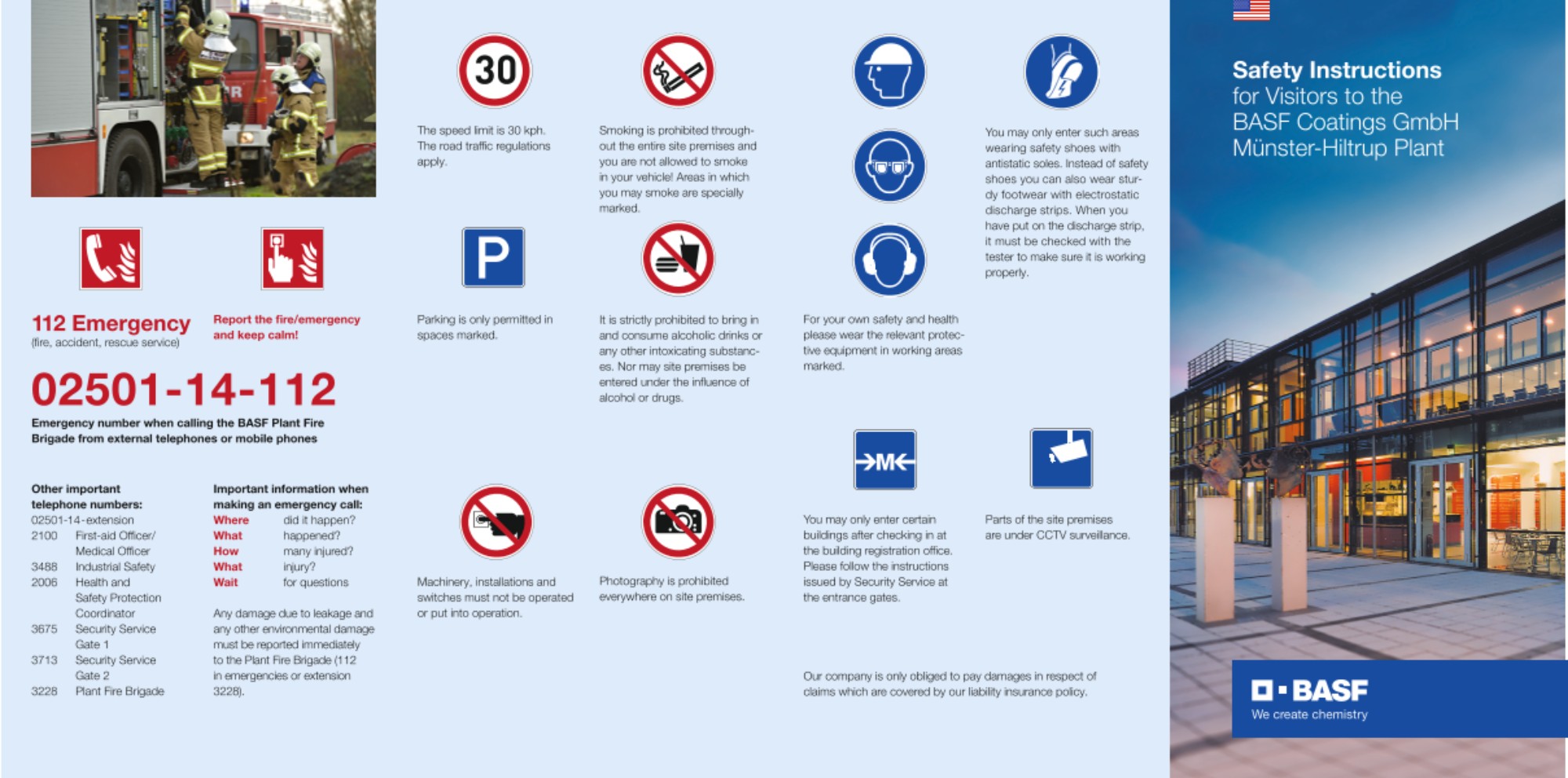 Sicherheitshinweise für Besucher am Standort Münster in englischer Sprache Sicherheitshinweise für Besucher am Standort Münster in englischer Sprache