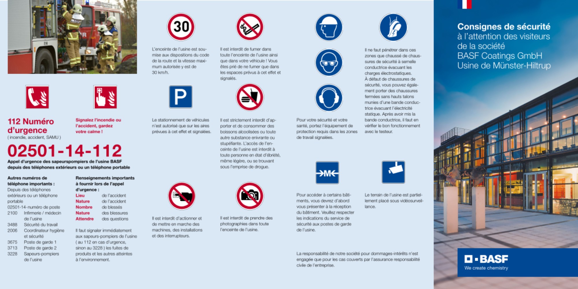 Sicherheitshinweise für Besucher am Standort Münster in französischer Sprache